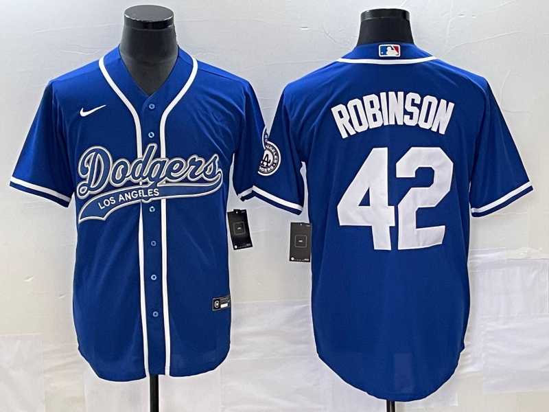 Men%27s Los Angeles Dodgers #42 Jackie Robinson Blue With Patch Cool Base Stitched Baseball Jersey->los angeles dodgers->MLB Jersey